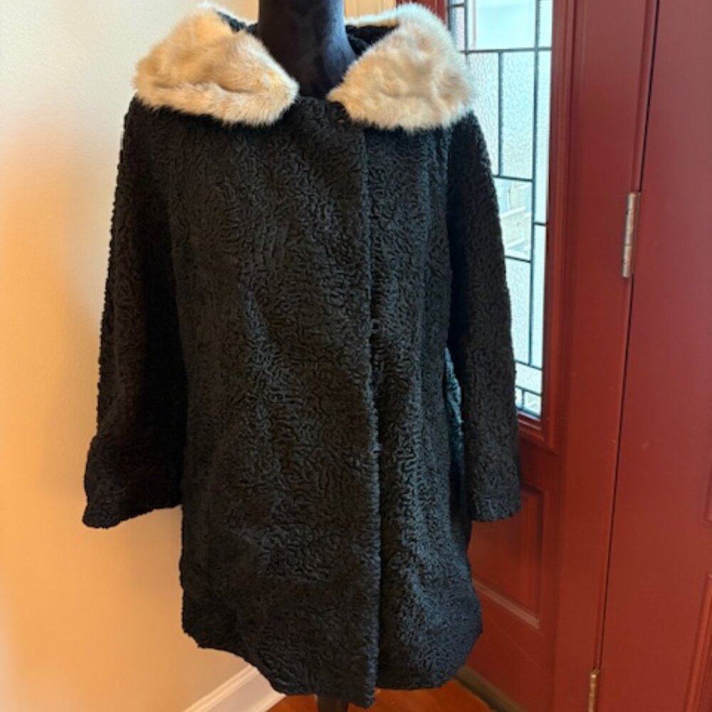 Vintage Lamb coat with Mink Collar